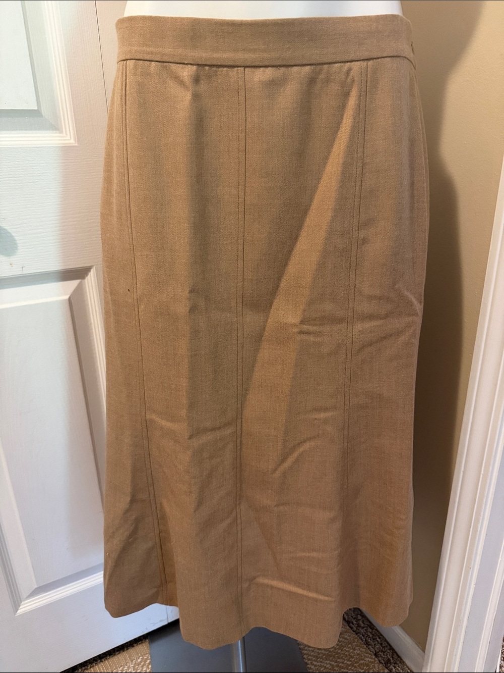 Pendleton Light Brown A-Line Virgin Wool Skirt Size 14-P
